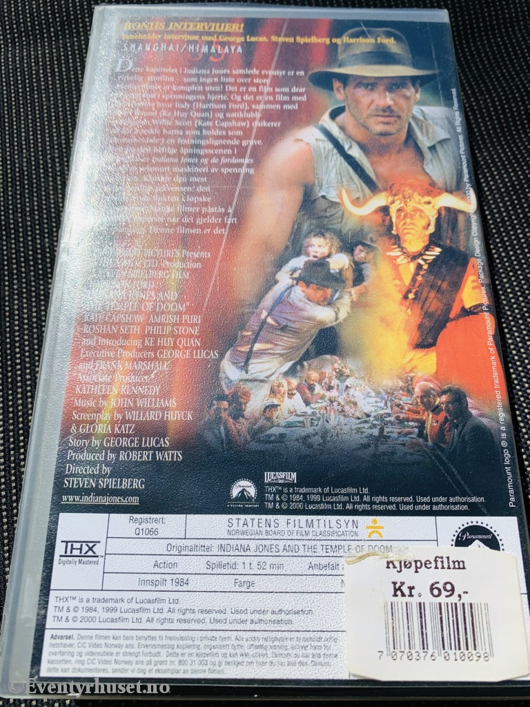 Indiana Jones Og De Fordømtes Tempel. 1984. Vhs (Widescreen Thx).
