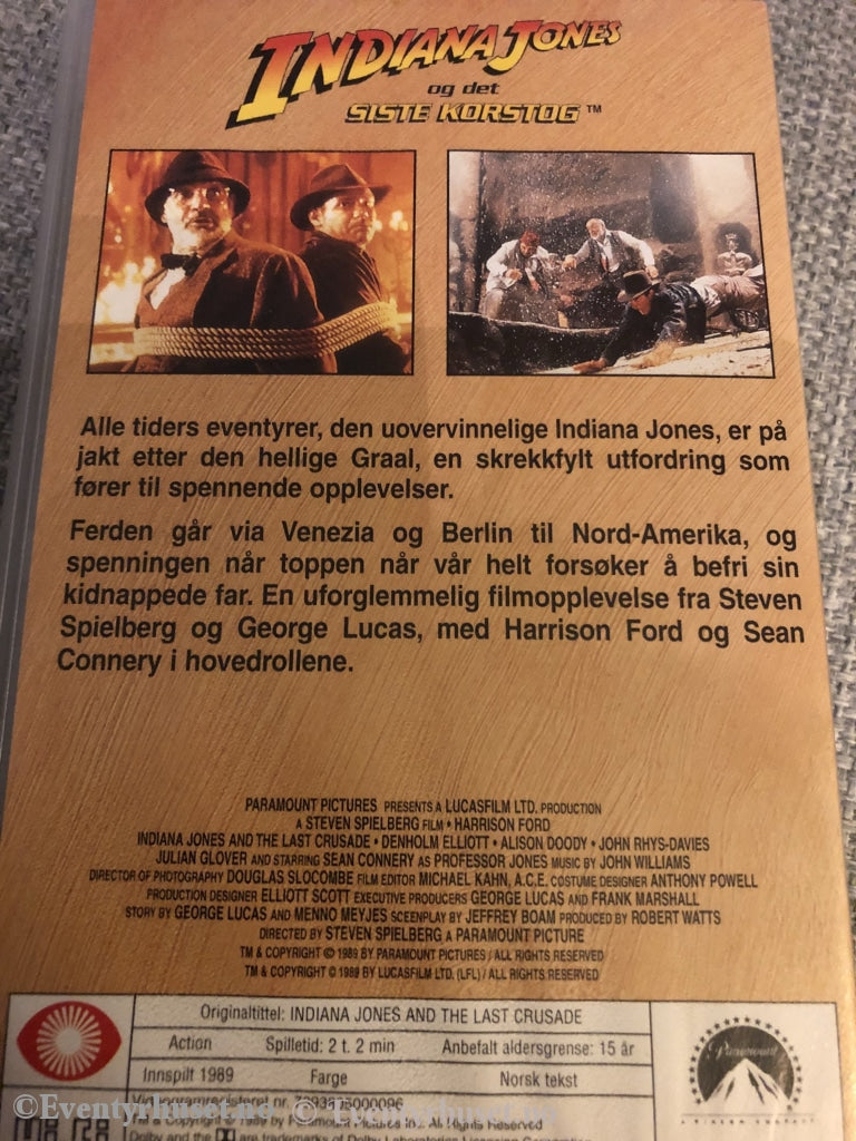 Indiana Jones Og Det Siste Korstog. 1989. Vhs. Vhs
