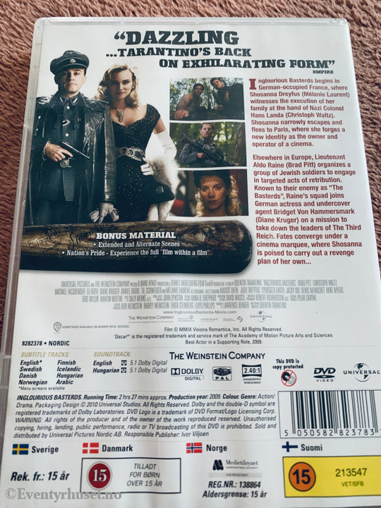 Inglourious Basterds (2009). DVD.