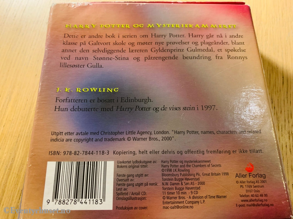 J. K. Rowling. 2000. Harry Potter Og Mysteriekammeret. Lydbok På 9 X Cd.
