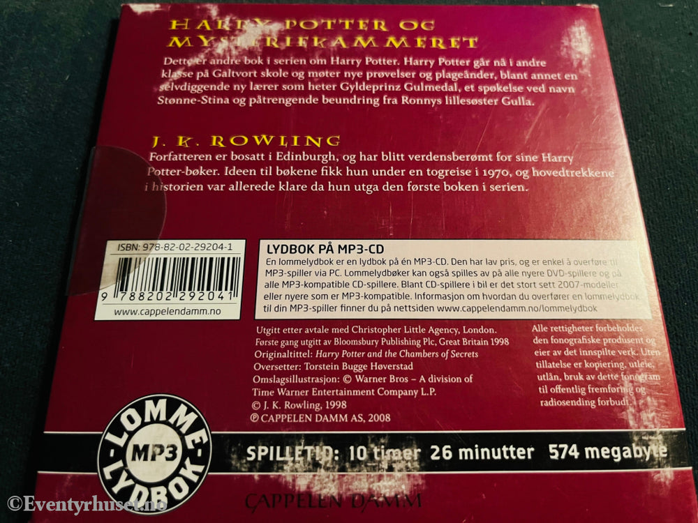 J. K. Rowling. Harry Potter Og Mysteriekammeret. 1999/2008. Lydbok På Mp3 - Cd. Cd