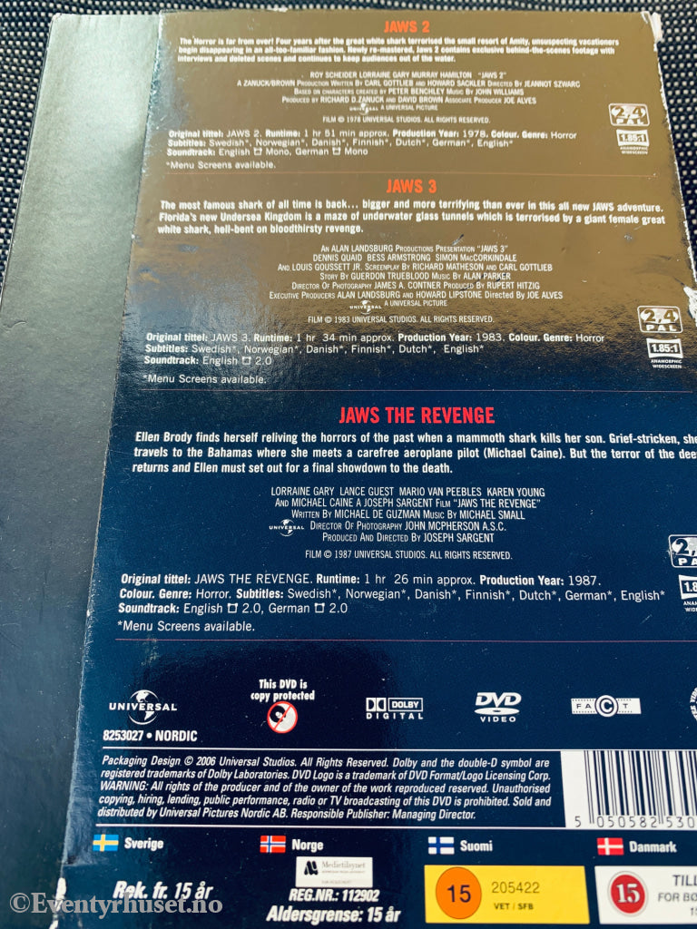 Jaws 1, 2, 3 & The Revenge. DVD samleboks.