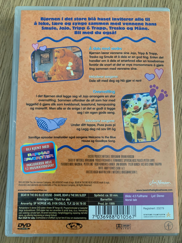 Jim Hensons Bjørnen I Det Store Blå Huset. 1999. Å Dele Med Andre & Overnatting. Dvd. Dvd