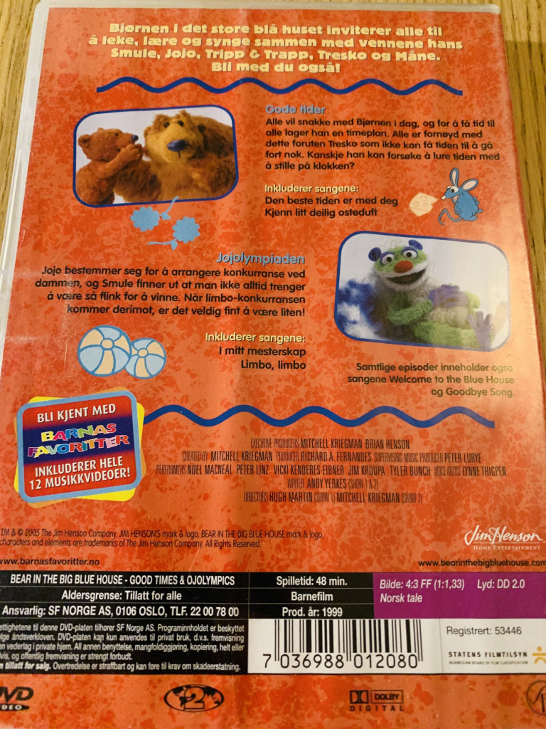 Jim Hensons Bjørnen I Det Store Blå Huset. 1999. Jojolympiaden. Dvd. Dvd