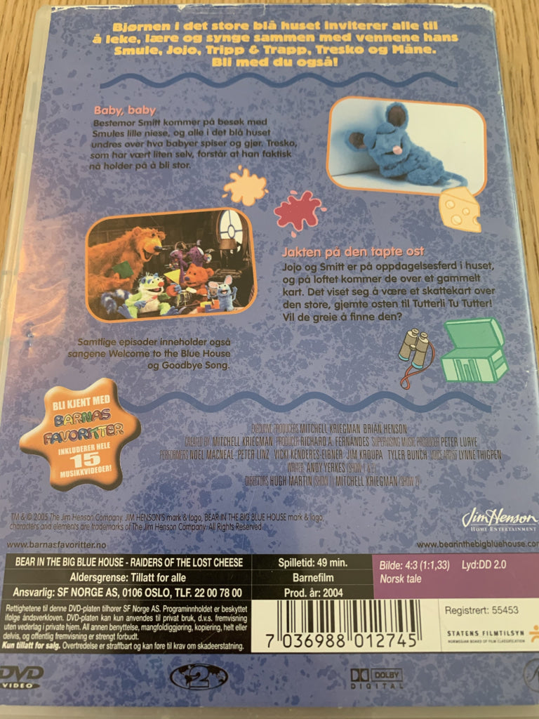 Jim Hensons Bjørnen I Det Store Blå Huset. 2004. Jakten På Den Tapte Ost. Dvd. Dvd