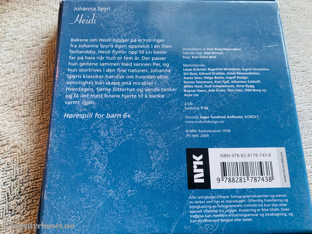 Johanna Spyri. 1881. Heidi. Lydbok på CD.
