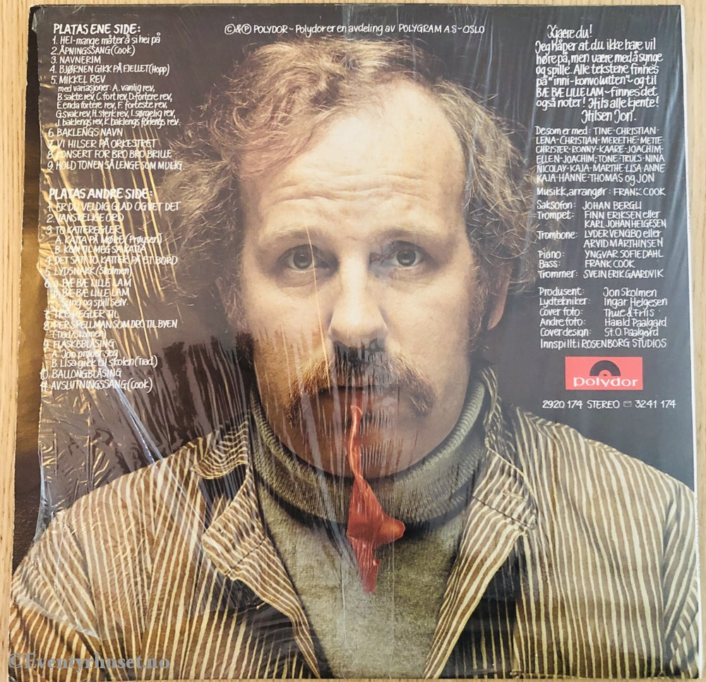 Jon Skolmen + Barn = Sant. 1977. Lp. Fortsatt I Delvis Plast. Lp Plate