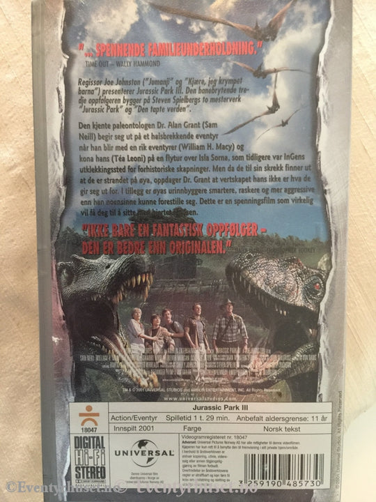 Jurassic Park 3. 2001. Vhs. Vhs