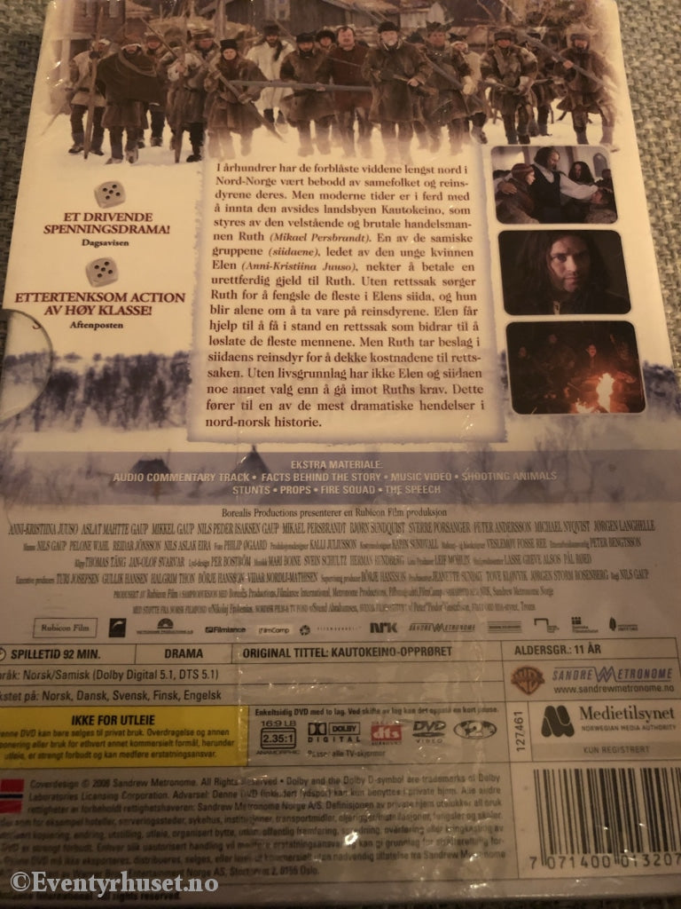 Kautokeino-Opprøret. Dvd Slipcase. 2008. Ny I Plast!
