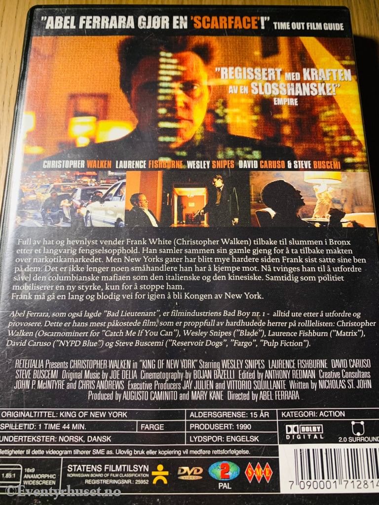 King Of New York. 1990. Dvd. Dvd