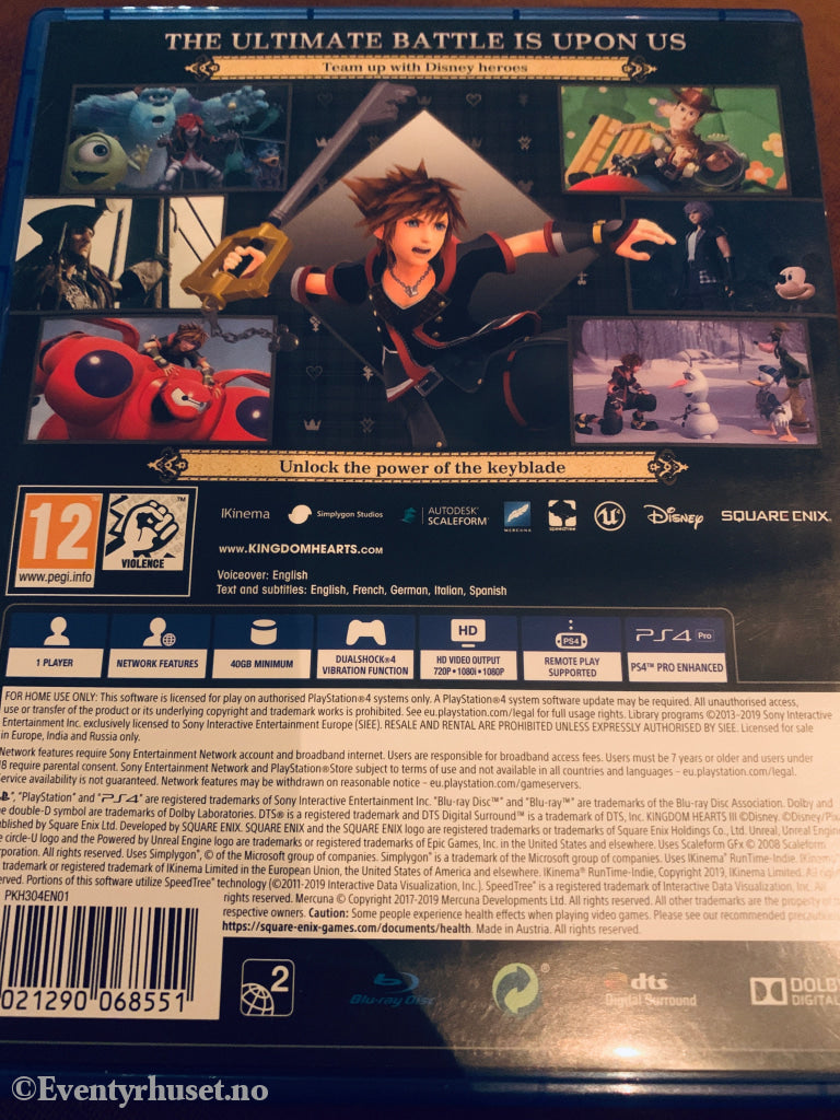 Kingdom Hearts III. Playstation PS4-spill.