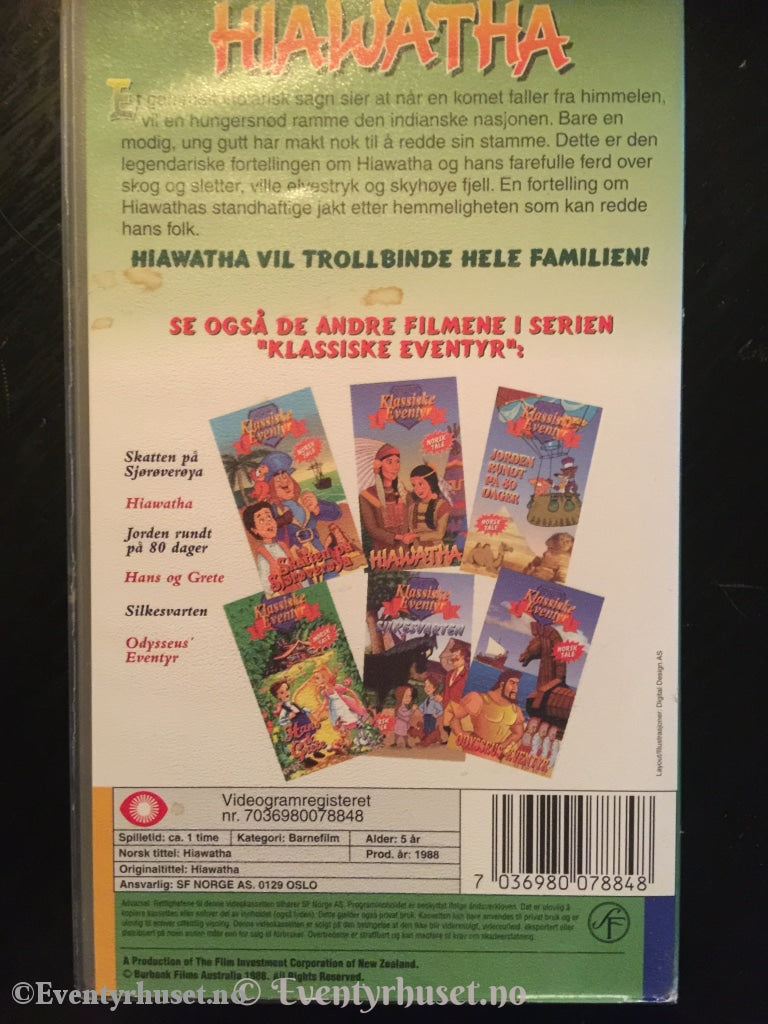 Hiawatha (Klassiske Eventyr). 1988. Vhs. Vhs