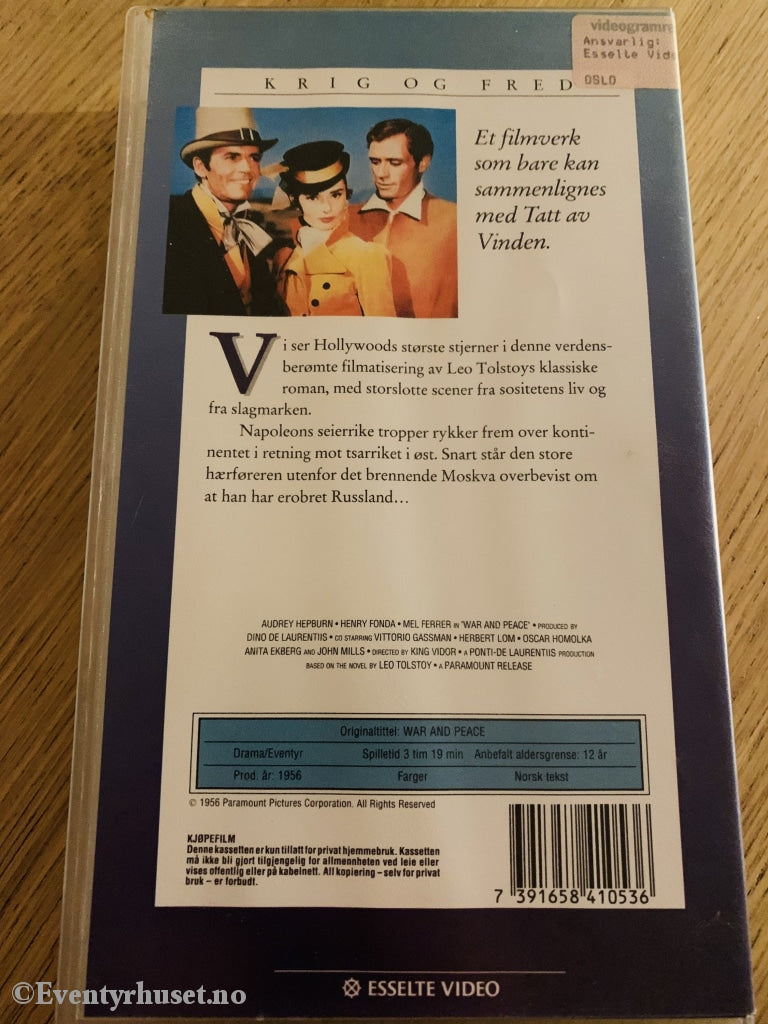 Krig Og Fred. 1956. Vhs. Vhs