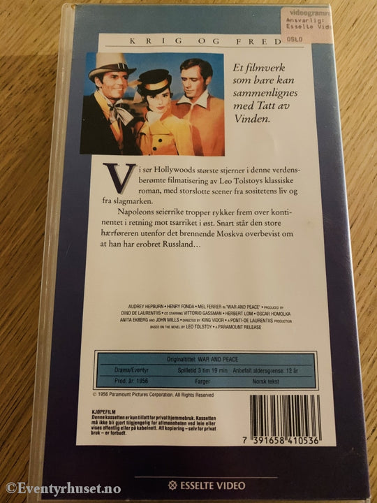 Krig Og Fred. 1956. Vhs. Vhs
