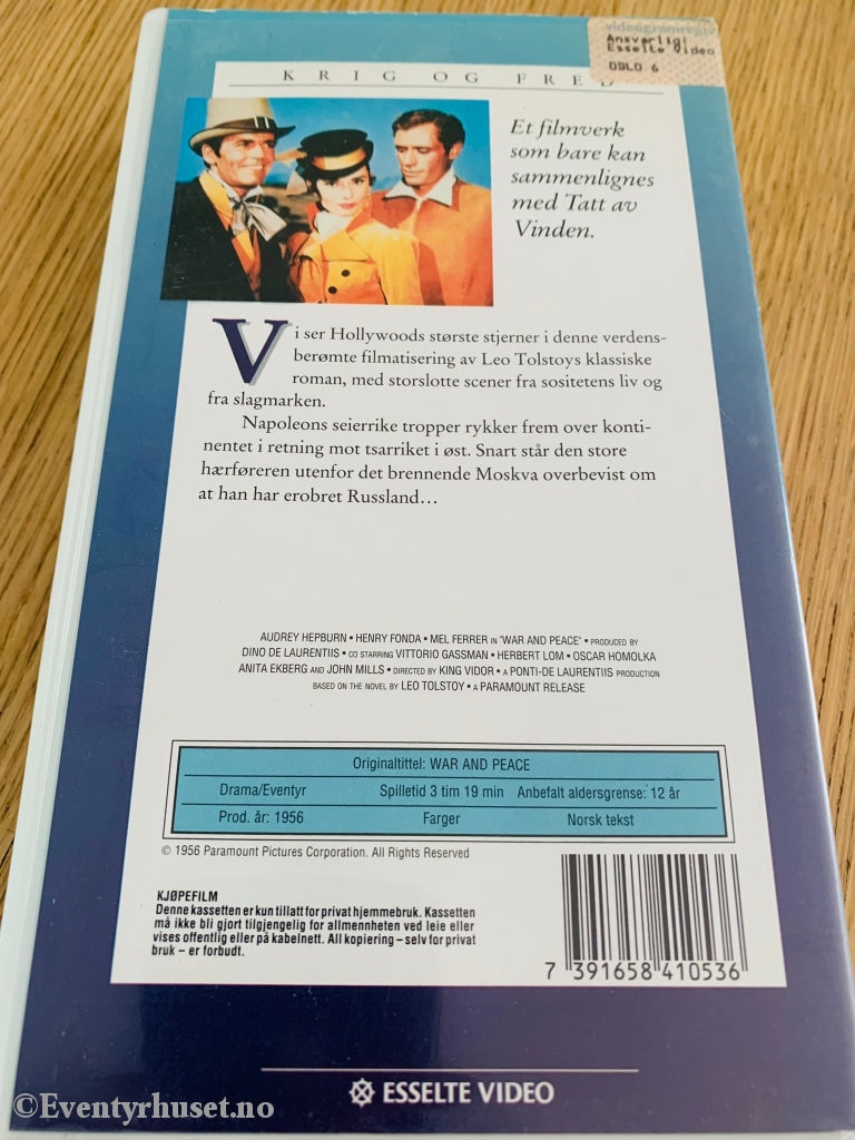 Krig Og Fred. 1956. Vhs. Vhs