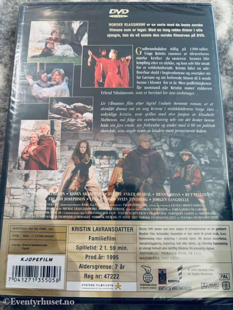 Kristin Lavransdatter (Norske Klassikere). DVD. Ny i plast!