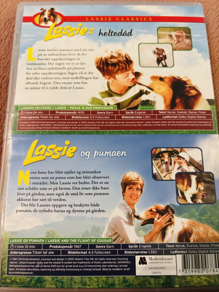 Lassies heltedåd og Lassie og pumaen. DVD.