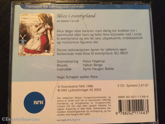 Lewis Caroll. 2002. Alice I Eventyrland. 2 X Cd. Lydbok