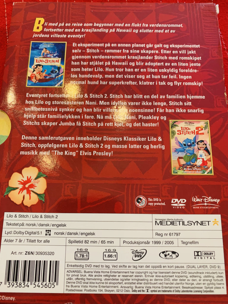Lilo & Stitch 1 2. Disney Dvd Samleboks.