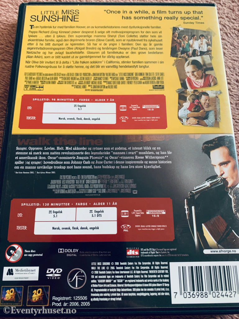 Little Miss Sunshine / Walk the Line (2006 / 2005). DVD.