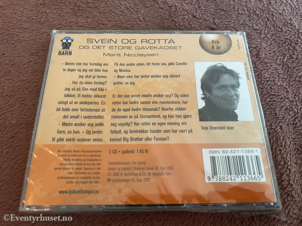 Marit Nicolaysen. 2007. Svein og rotta og det store gavekaoset. Lydbok på CD. Ny i plast!