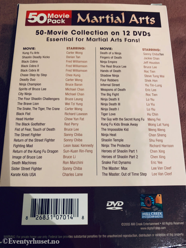 Martial Arts. 50 Movie Pack (1970–1990). DVD samleboks.