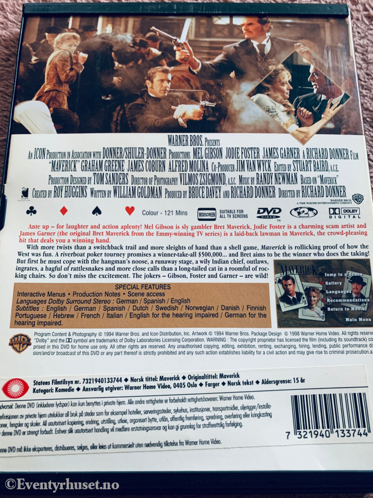 Maverick (1994). DVD snapcase.