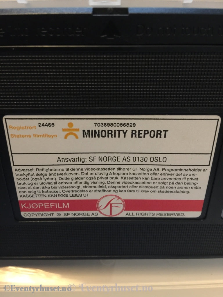Minority Report. 2002. Vhs. Vhs