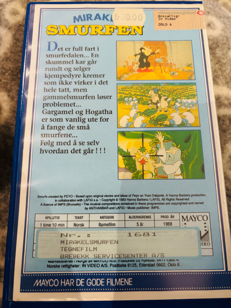Mirakel Smurfen. VHS Big Box. VHS
