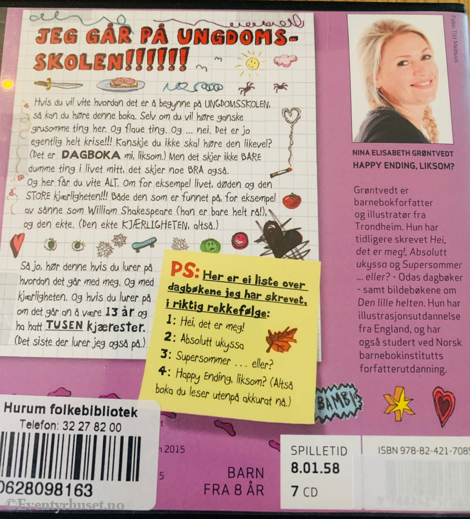 Nina E. Grøntvedt. Happy Ending, liksom? 2013. Lydbok på CD.