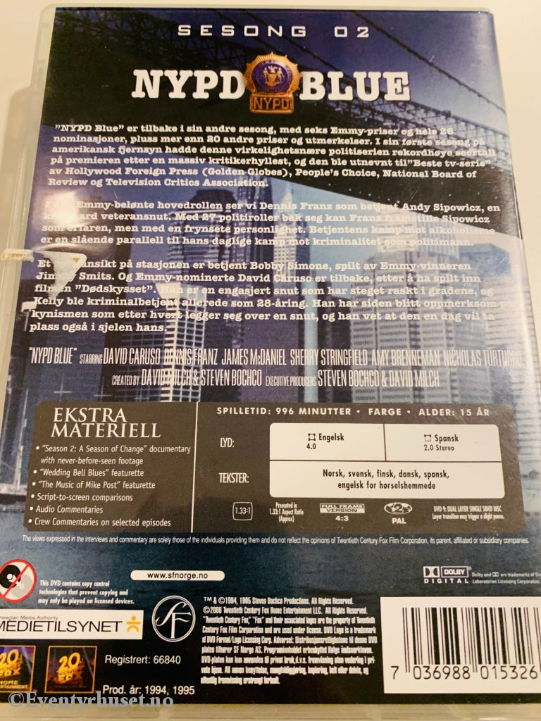 Nypd Blue. Sesong 2. 1994-95. Dvd Samleboks.