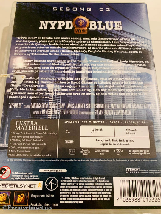 Nypd Blue. Sesong 2. 1994-95. Dvd Samleboks.