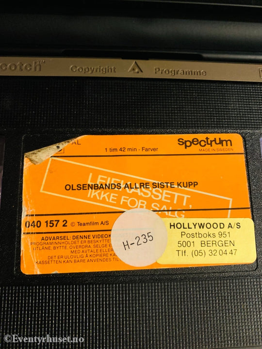 Olsenbanden Nr. 12. Olsenbandens Aller Siste Kupp. 1982. Vhs Big Box.