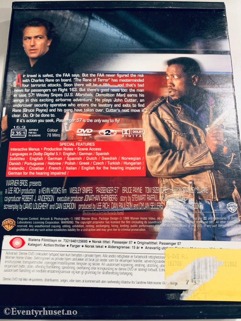 Passenger 57. 1992. Dvd Snapcase.