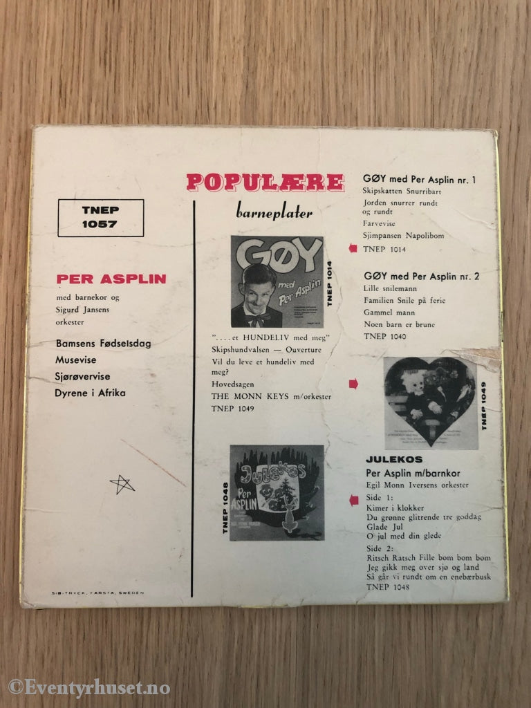 Per Asplin. Bamsen Fødselsdag. 1960. Ep-Singel. Ep