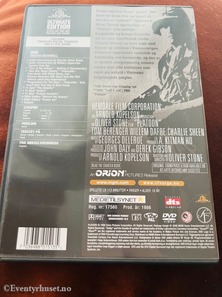 Platoon - Ultimate Edition. 1986. Dvd. Dvd