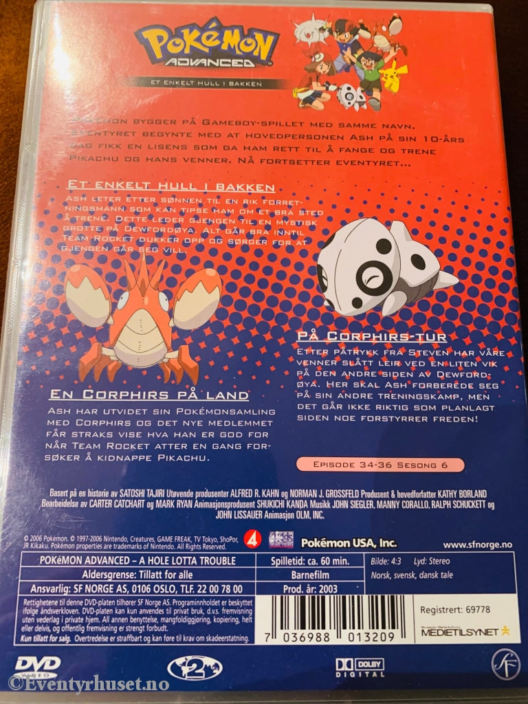 Pokémon Advanced - Et Enkelt Hull I Bakken. 2003. Dvd. Dvd
