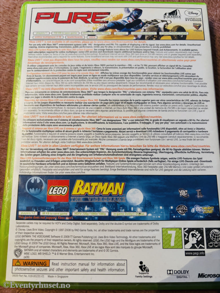 Pure + LEGO Batman: The Videogame (Bundle Copy). Xbox 360.
