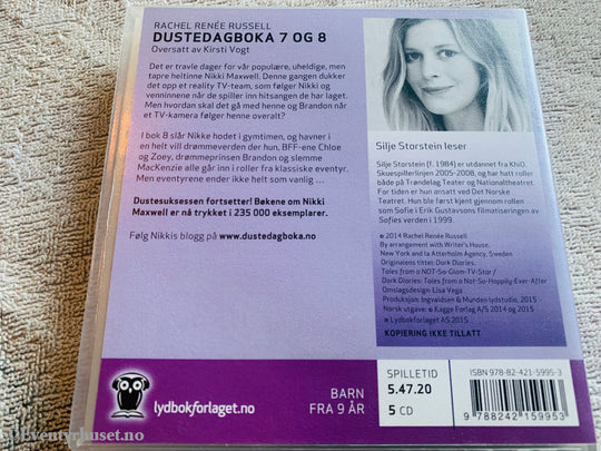 Rachel Renée Russell. 2015. Dustedagboka 7 og 8. Lydbok på CD.