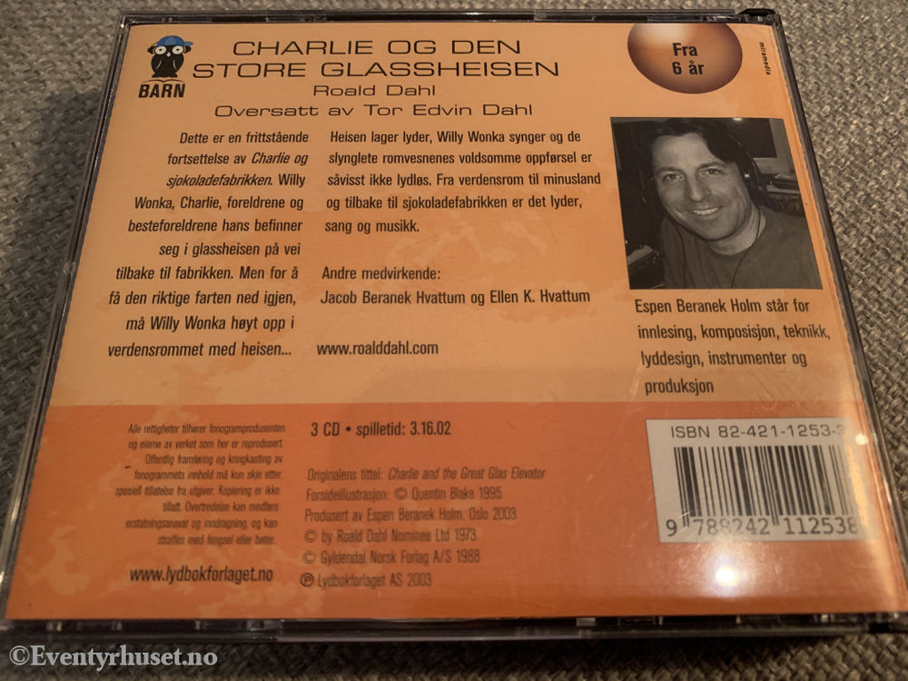 Roald Dahl. 1973/2003. Charlie Og Den Store Glassheisen. Lydbok På 3 Cd.