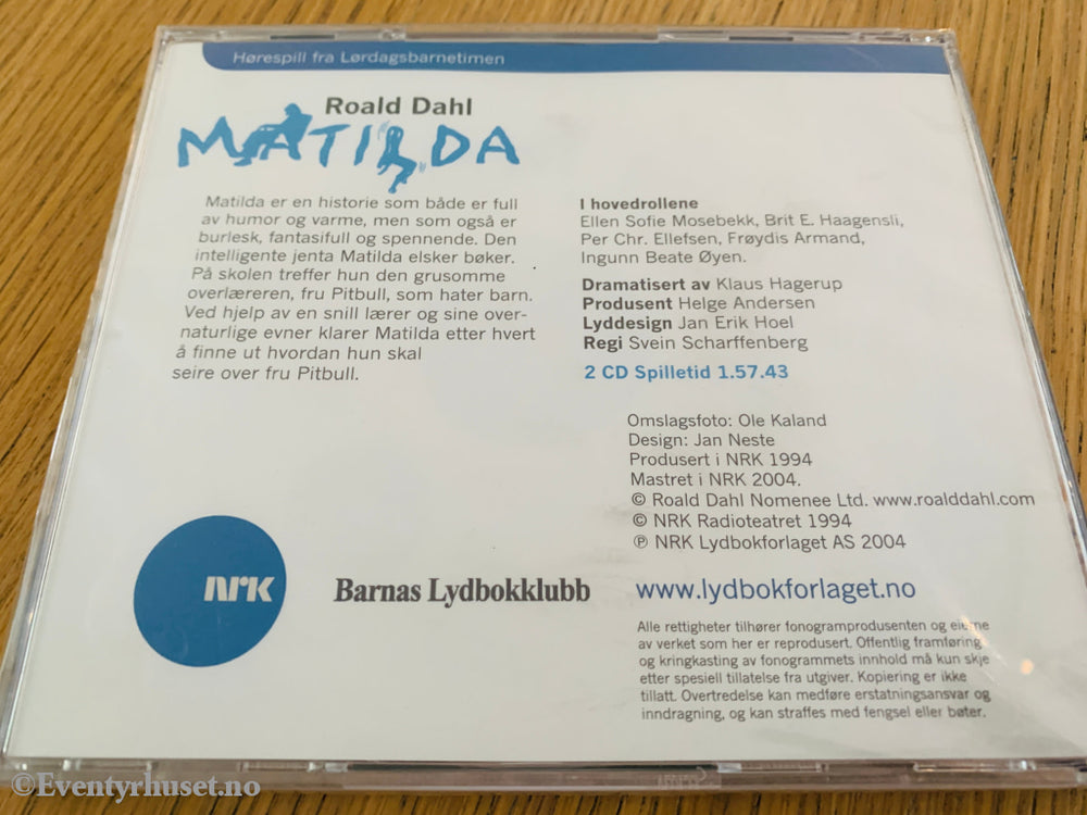 Roald Dahl. 2007. Matilda. Lydbok på CD. Ny i plast!