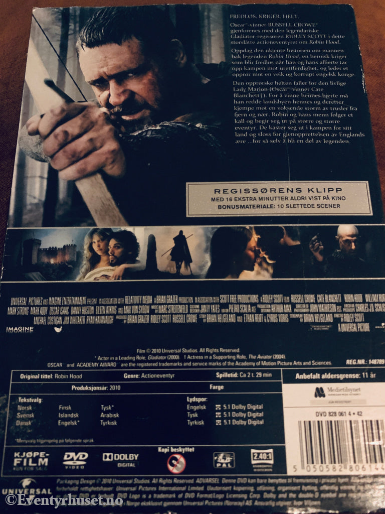 Robin Hood - Regissørens klipp. 2010. DVD slipcase