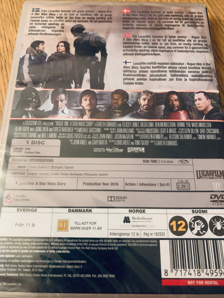 Rogue One: A Star Wars Story. DVD.