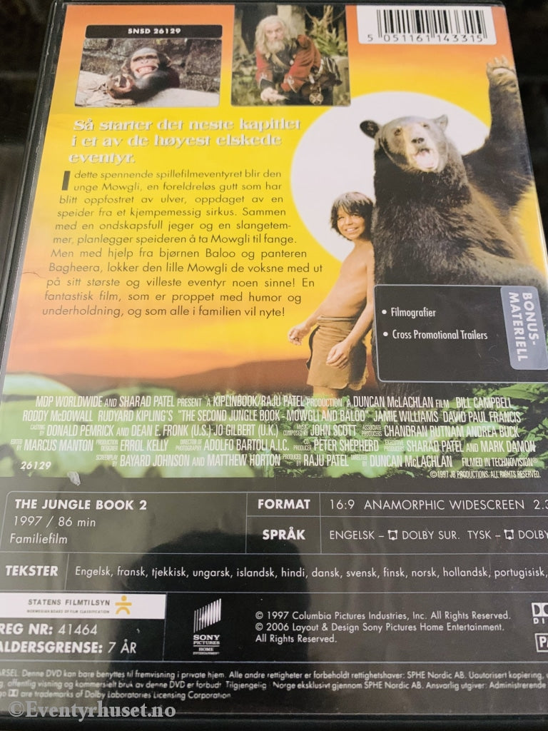 Rudyard Kiplings Jungelboken 2: Mowgli & Baloo. 1997. Dvd. Dvd