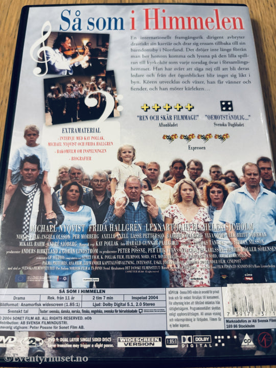 Så som i Himmelen (2004). DVD.