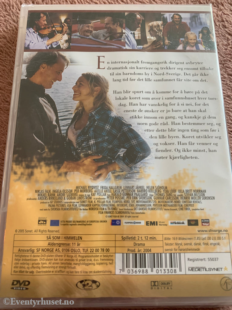 Så som i himmelen (2004). DVD. Ny i plast!