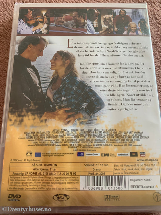 Så som i himmelen (2004). DVD. Ny i plast!