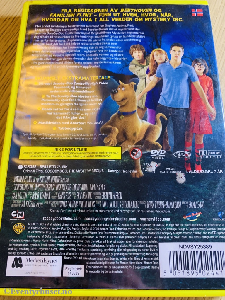 Scooby-Doo! Mysteriet Begynner. 2009. Dvd. Dvd