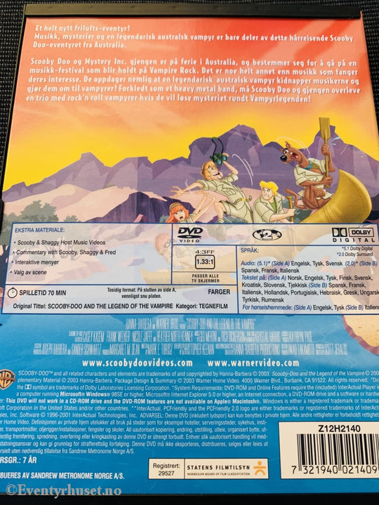 Scooby-Doo! Vampyrlegenden. 2003. Dvd Snapcase.