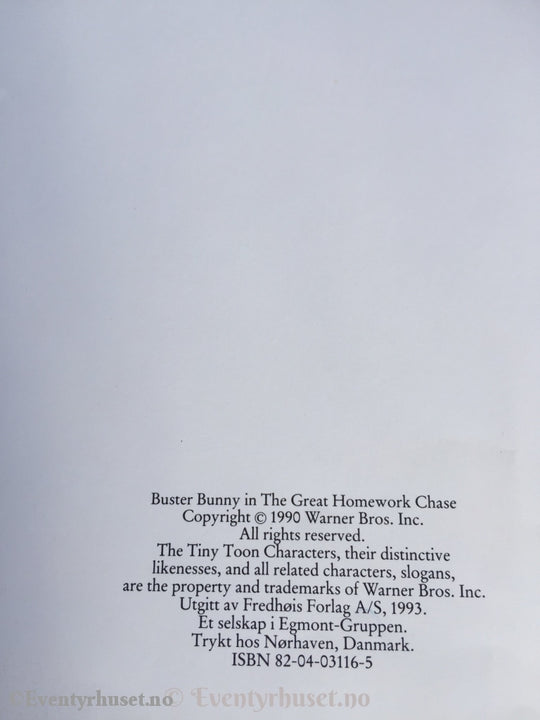 Sigurd Sprett Og Den Store Lekse-Jakten. 1990. Tiny Toon Adventures. Fortelling